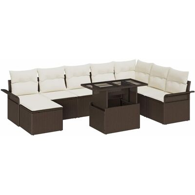 vidaXL Puutarhasohva Setti tyynyllä 9 pcs Ruskea ja Kerma vidaXL Puutarhasohva Setti tyynyllä 9 pcs Ruskea ja Kerma