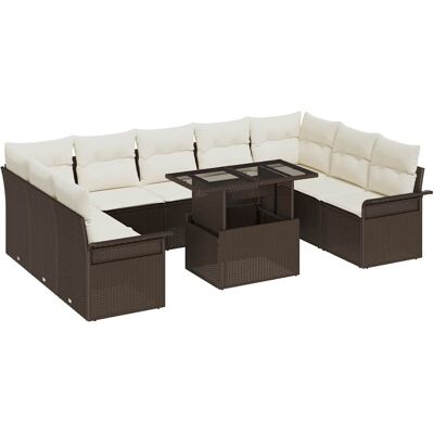 vidaXL Puutarhasohva Setti tyynyllä tyynyllä 10 pcs Ruskea Poly Rattan vidaXL Puutarhasohva Setti tyynyllä tyynyllä 10 pcs Ruskea Poly Rattan