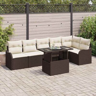 vidaXL Puutarhasohva Setti tyynyllä tyynyllä 7 pcs Ruskea Poly Rattan vidaXL Puutarhasohva Setti tyynyllä tyynyllä 7 pcs Ruskea Poly Rattan