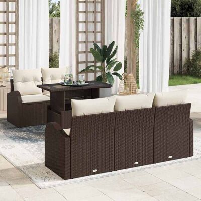 vidaXL Puutarhasohva Setti tyynyllä tyynyllä 6 pcs Ruskea Poly Rattan vidaXL Puutarhasohva Setti tyynyllä tyynyllä 6 pcs Ruskea Poly Rattan