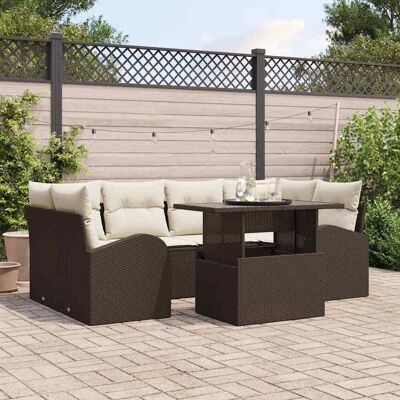 vidaXL Puutarhasohva Setti tyynyllä tyynyllä 7 pcs Ruskea Poly Rattan vidaXL Puutarhasohva Setti tyynyllä tyynyllä 7 pcs Ruskea Poly Rattan