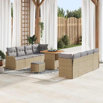 vidaXL Puutarhasohva Setti tyynyllä 11 pcs Beige polyrottinki vidaXL Puutarhasohva Setti tyynyllä 11 pcs Beige polyrottinki