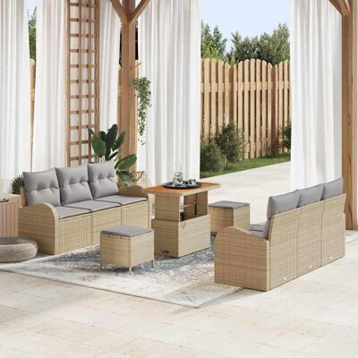 vidaXL Puutarhasohva Setti tyynyllä 9 pcs Beige polyrottinki vidaXL Puutarhasohva Setti tyynyllä 9 pcs Beige polyrottinki