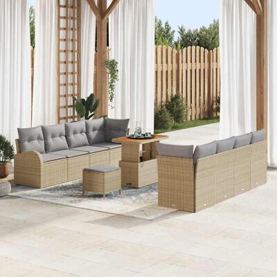 vidaXL Puutarhasohva Setti tyynyllä 11 pcs Beige polyrottinki vidaXL Puutarhasohva Setti tyynyllä 11 pcs Beige polyrottinki