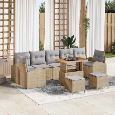 vidaXL Puutarhasohva Setti tyynyllä 10 pcs Beige polyrottinki vidaXL Puutarhasohva Setti tyynyllä 10 pcs Beige polyrottinki