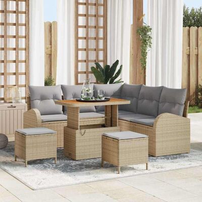 vidaXL Puutarhasohva Setti tyynyllä 8 pcs Beige polyrottinki vidaXL Puutarhasohva Setti tyynyllä 8 pcs Beige polyrottinki