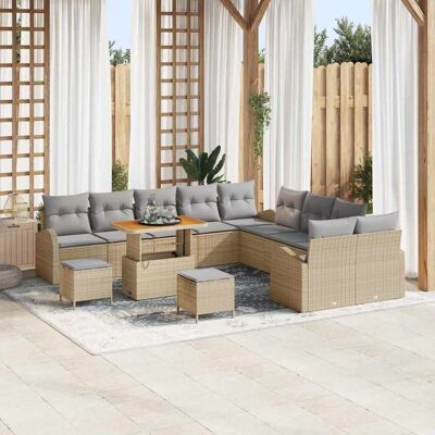 vidaXL Puutarhasohva Setti tyynyllä 13 pcs Beige polyrottinki vidaXL Puutarhasohva Setti tyynyllä 13 pcs Beige polyrottinki