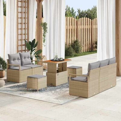vidaXL Puutarhasohva Setti tyynyllä 8 pcs Beige polyrottinki vidaXL Puutarhasohva Setti tyynyllä 8 pcs Beige polyrottinki