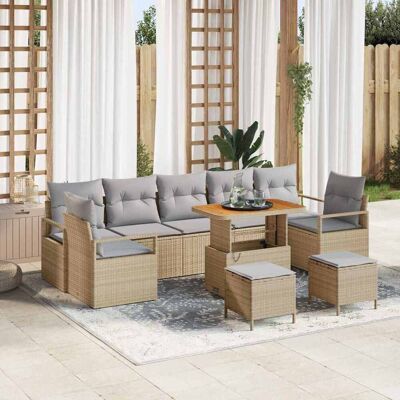 vidaXL Puutarhasohva Setti tyynyllä 10 pcs Beige polyrottinki vidaXL Puutarhasohva Setti tyynyllä 10 pcs Beige polyrottinki