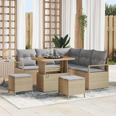vidaXL Puutarhasohva Setti tyynyllä 8 pcs Beige polyrottinki vidaXL Puutarhasohva Setti tyynyllä 8 pcs Beige polyrottinki