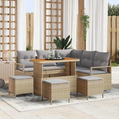 vidaXL Puutarhasohva Setti tyynyllä 9 pcs Beige polyrottinki vidaXL Puutarhasohva Setti tyynyllä 9 pcs Beige polyrottinki