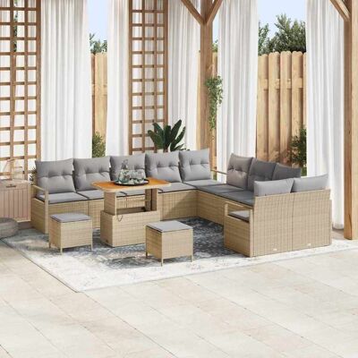vidaXL Puutarhasohva Setti tyynyllä 13 pcs Beige polyrottinki vidaXL Puutarhasohva Setti tyynyllä 13 pcs Beige polyrottinki
