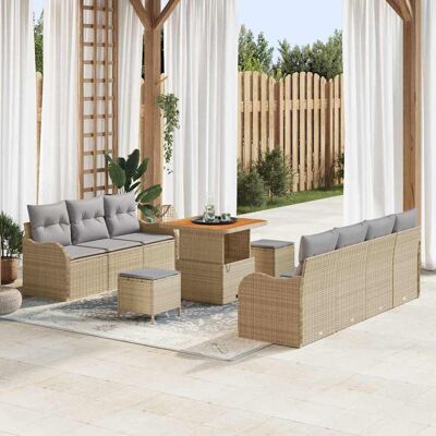 vidaXL Puutarhasohva Setti tyynyllä 10 pcs Beige ja vaaleanharmaa vidaXL Puutarhasohva Setti tyynyllä 10 pcs Beige ja vaaleanharmaa