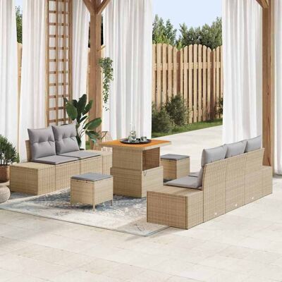 vidaXL Puutarhasohva Setti tyynyllä 8 pcs Beige Polyrotangi vidaXL Puutarhasohva Setti tyynyllä 8 pcs Beige Polyrotangi