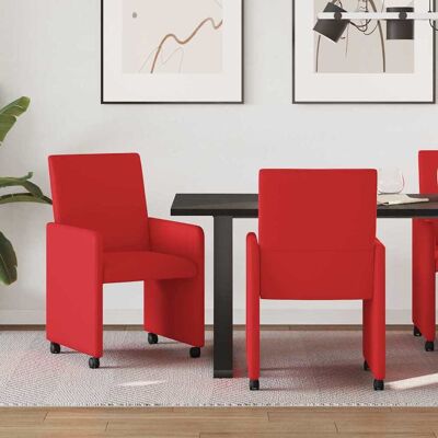 vidaXL Ruokatuolit pyörillä 2 pcs Punainen 57 x 66 x 94 cm Keinonahka vidaXL Ruokatuolit pyörillä 2 pcs Punainen 57 x 66 x 94 cm Keinonahka