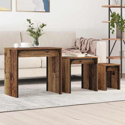 vidaXL Sohvapöytä 3 pcs Vanha puu Tekninen puu vidaXL Sohvapöytä 3 pcs Vanha puu Tekninen puu