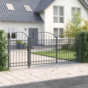vidaXL Puutarha-aitaportti kaarevalla yläsirkkelillä Assen Harmaa vidaXL Puutarha-aitaportti kaarevalla yläsirkkelillä Assen Harmaa