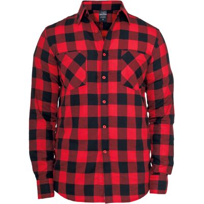 Urban Classics Flanellipaita - Checked Flannel kauluspaita - S- XXL - varten Miehet - Musta-punainen Urban Classics Flanellipaita - Checked Flannel kauluspaita - S- XXL - varten Miehet - Musta-punainen