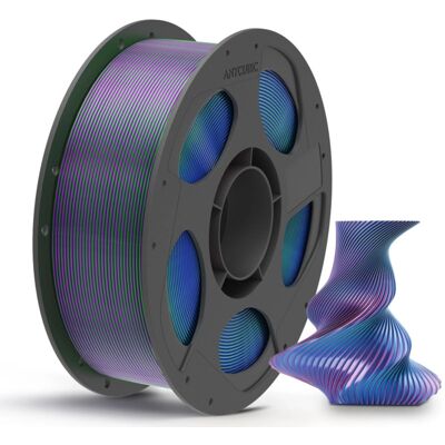 Anycubic PLA, silkkinen, 1.75 mm, 1 kg -3D-tulostusfilamentti, sininen, vihreä, violetti Anycubic PLA, silkkinen, 1.75 mm, 1 kg -3D-tulostusfilamentti, sininen, vihreä, violetti
