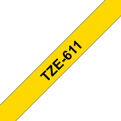 BROTHER TZ611 6 BLACK ON YELLOW BROTHER TZ611 6 BLACK ON YELLOW