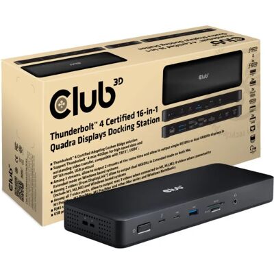 Club 3D Thunderbolt 4 16-in-1 -telakka, Musta Club 3D Thunderbolt 4 16-in-1 -telakka, Musta