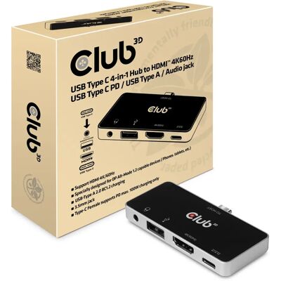 Club 3D USB-C 3.1 Gen1 4-in-1 -hubi Club 3D USB-C 3.1 Gen1 4-in-1 -hubi