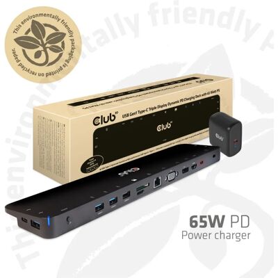 Club 3D 3.2 Gen1 USB-C 14-in-1 -telakka ja 65W virta -adapteri, Musta Club 3D 3.2 Gen1 USB-C 14-in-1 -telakka ja 65W virta -adapteri, Musta