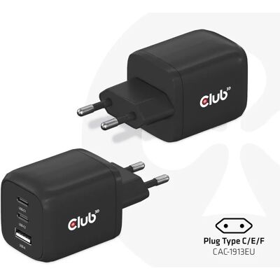 CLUB 3D 65W GaN USB-C -virtalähde, musta CLUB 3D 65W GaN USB-C -virtalähde, musta