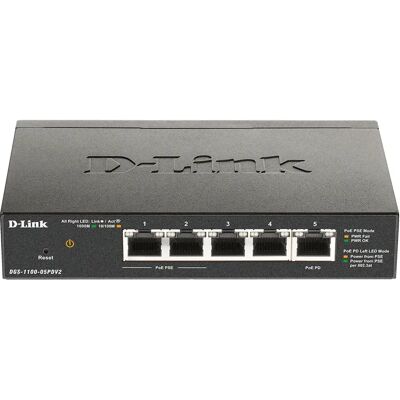 D-Link DGS-1100-05PDV2 - 5-porttinen hallittava Gigabit PoE -kytkin, musta D-Link DGS-1100-05PDV2 - 5-porttinen hallittava Gigabit PoE -kytkin, musta