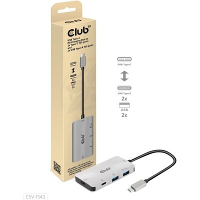 Club 3D USB Gen2 Type-C PD Lataus 1.5A -hubi, Harmaa Club 3D USB Gen2 Type-C PD Lataus 1.5A -hubi, Harmaa