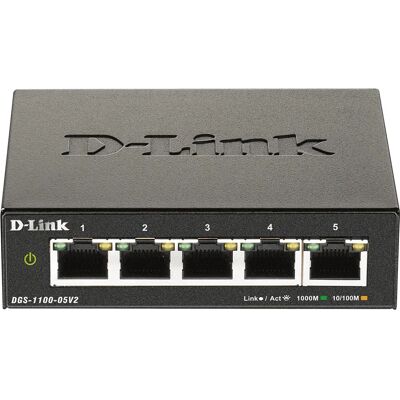 D-Link DGS-1100-05V2/E - 5-porttinen hallittava Gigabit-kytkin, musta D-Link DGS-1100-05V2/E - 5-porttinen hallittava Gigabit-kytkin, musta