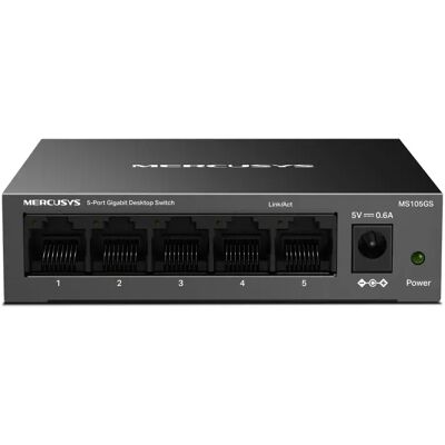 Mercusys MS105GS - Hallitsematon 5-porttinen gigabit-pöytäkytkin, Musta Mercusys MS105GS - Hallitsematon 5-porttinen gigabit-pöytäkytkin, Musta