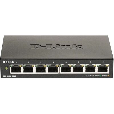 D-Link DGS-1100-08V2/E - 8-porttinen hallittava Gigabit-kytkin, musta D-Link DGS-1100-08V2/E - 8-porttinen hallittava Gigabit-kytkin, musta