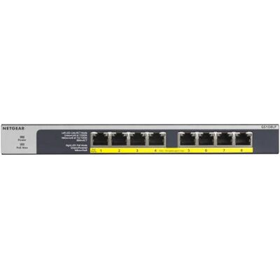 NETGEAR GS108LP - 8-porttinen hallitsematon Gigabitin Ethernet Power over Ethernet -kytkin, musta, harmaa NETGEAR GS108LP - 8-porttinen hallitsematon Gigabitin Ethernet Power over Ethernet -kytkin, musta, harmaa