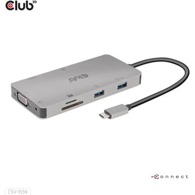 Club 3D 3.1 Gen1 USB-C 9-in-1 -hubi, Harmaa Club 3D 3.1 Gen1 USB-C 9-in-1 -hubi, Harmaa