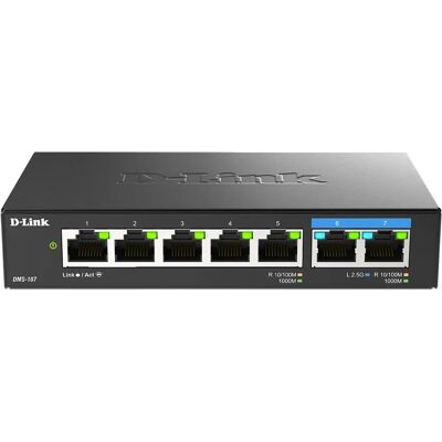 D-Link DMS-107/E - 5-porttinen Multi-Gigabit hallitsematon kytkin, Musta D-Link DMS-107/E - 5-porttinen Multi-Gigabit hallitsematon kytkin, Musta