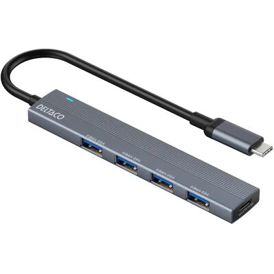 Deltaco USB-C Hub - 4 Porttia - Alumiini Deltaco USB-C Hub - 4 Porttia - Alumiini