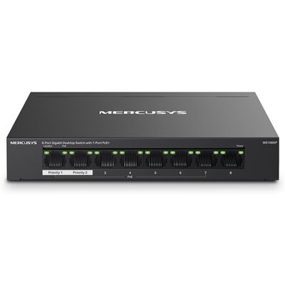 Mercusys MS108GP - 8-porttinen Gigabit Power over Ethernet Plus -työpöytäkytkin, Musta Mercusys MS108GP - 8-porttinen Gigabit Power over Ethernet Plus -työpöytäkytkin, Musta