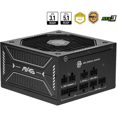 MSI MAG A650GLS PCIE5 650W -virtalähde, 80 Plus Gold MSI MAG A650GLS PCIE5 650W -virtalähde, 80 Plus Gold