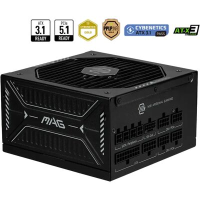 MSI MAG A850GLS PCIE5 850W -virtalähde, 80 Plus Gold MSI MAG A850GLS PCIE5 850W -virtalähde, 80 Plus Gold