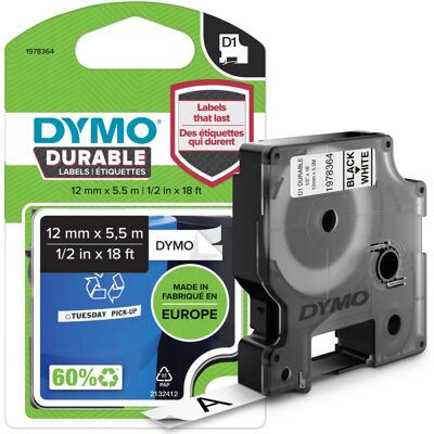 DYMO Tape D1 Extra Strong 12mmx5,5m bl/white DYMO Tape D1 Extra Strong 12mmx5,5m bl/white