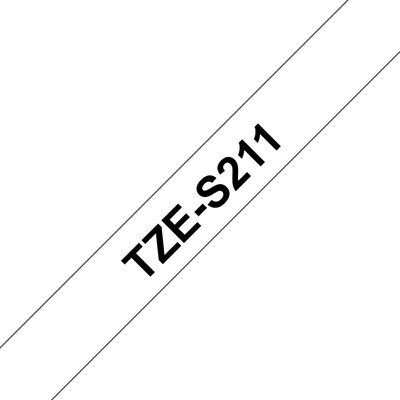 BROTHER TZES211 special tape 6mm 8m white black extra-strong adhesive for lettering instrument BROTHER TZES211 special tape 6mm 8m white black extra-strong adhesive for lettering instrument