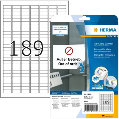Herma label removable 25,4x10 (4725) Herma label removable 25,4x10 (4725)