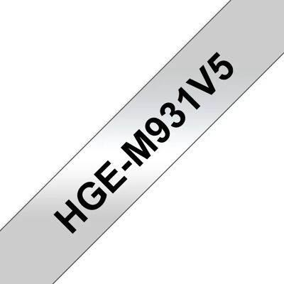 Brother HGEM931V5 - Musta hopealla - Rulla (1,2 cm x 8 m) 5 rulla (rullat) laminaattinauha malleihin P-Touch PT-9500pc, PT-9700PC, PT-9800PCN, P-Touch Brother HGEM931V5 - Musta hopealla - Rulla (1,2 cm x 8 m) 5 rulla (rullat) laminaattinauha malleihin P-Touch PT-9500pc, PT-9700PC, PT-9800PCN, P-Touch