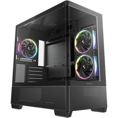 DeepCool CG380U 3F -micro-ATX-kotelo ikkunalla, RGB-valaistuksella, musta DeepCool CG380U 3F -micro-ATX-kotelo ikkunalla, RGB-valaistuksella, musta