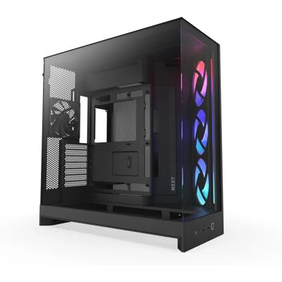 NZXT H9 Flow RGB (2025) -miditornikotelo ikkunalla ja RGB-valaistuksella, musta NZXT H9 Flow RGB (2025) -miditornikotelo ikkunalla ja RGB-valaistuksella, musta