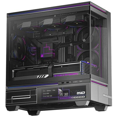 Thermalright TL-M10 VISION -micro-ATX-kotelo ikkunalla ja LCD-näyttö, musta Thermalright TL-M10 VISION -micro-ATX-kotelo ikkunalla ja LCD-näyttö, musta