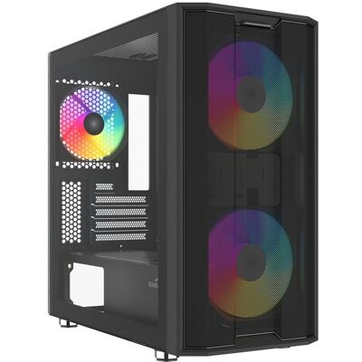 SAMA S30 -micro-ATX-kotelo ikkunalla ja RGB-valaistuksella, musta SAMA S30 -micro-ATX-kotelo ikkunalla ja RGB-valaistuksella, musta