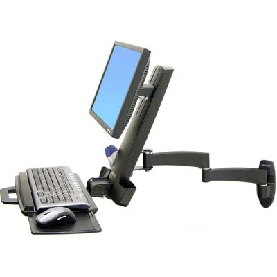 Ergotron 200-Series Combo Arm -seinäteline yhdelle näytölle jopa 24", näppäimistötasolla, 8,2 kg, musta Ergotron 200-Series Combo Arm -seinäteline yhdelle näytölle jopa 24", näppäimistötasolla, 8,2 kg, musta