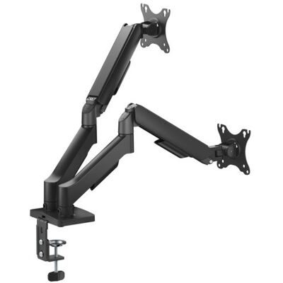 DELTACO ARM-1300-B -pöytäteline kahdelle näytölle 17-32", mekaanisella jousella, 9 kg, VESA 75/100, musta DELTACO ARM-1300-B -pöytäteline kahdelle näytölle 17-32", mekaanisella jousella, 9 kg, VESA 75/100, musta